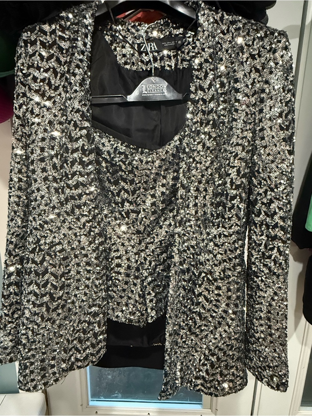 ZARA Black and Silver Sequin Blazer and shorts set
Size Large